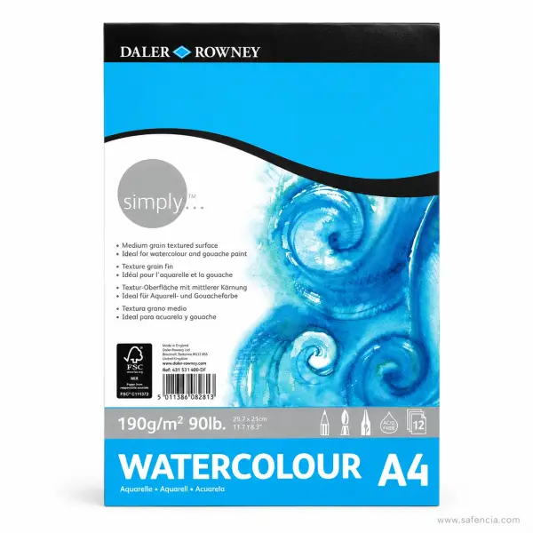 Daler-Rowney Simply Cold Pressed Watercolor Paper Pad 190gsm (12 Sheets)