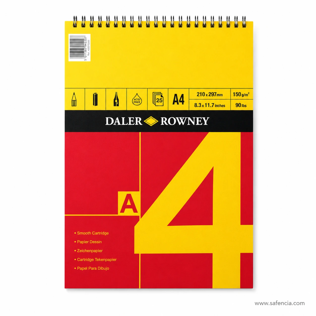 Daler Rowney smooth cartridge paper spiral pad A4 size 150gsm 25 sheets