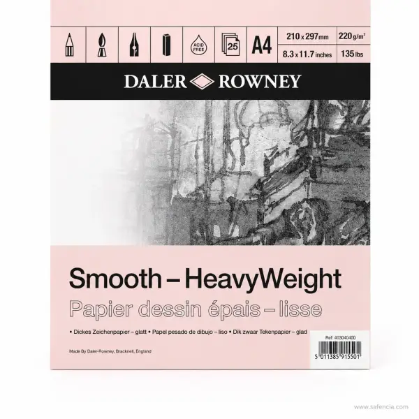 Daler-Rowney Smooth Heavyweight Drawing Pad 220gsm (25 Sheets)