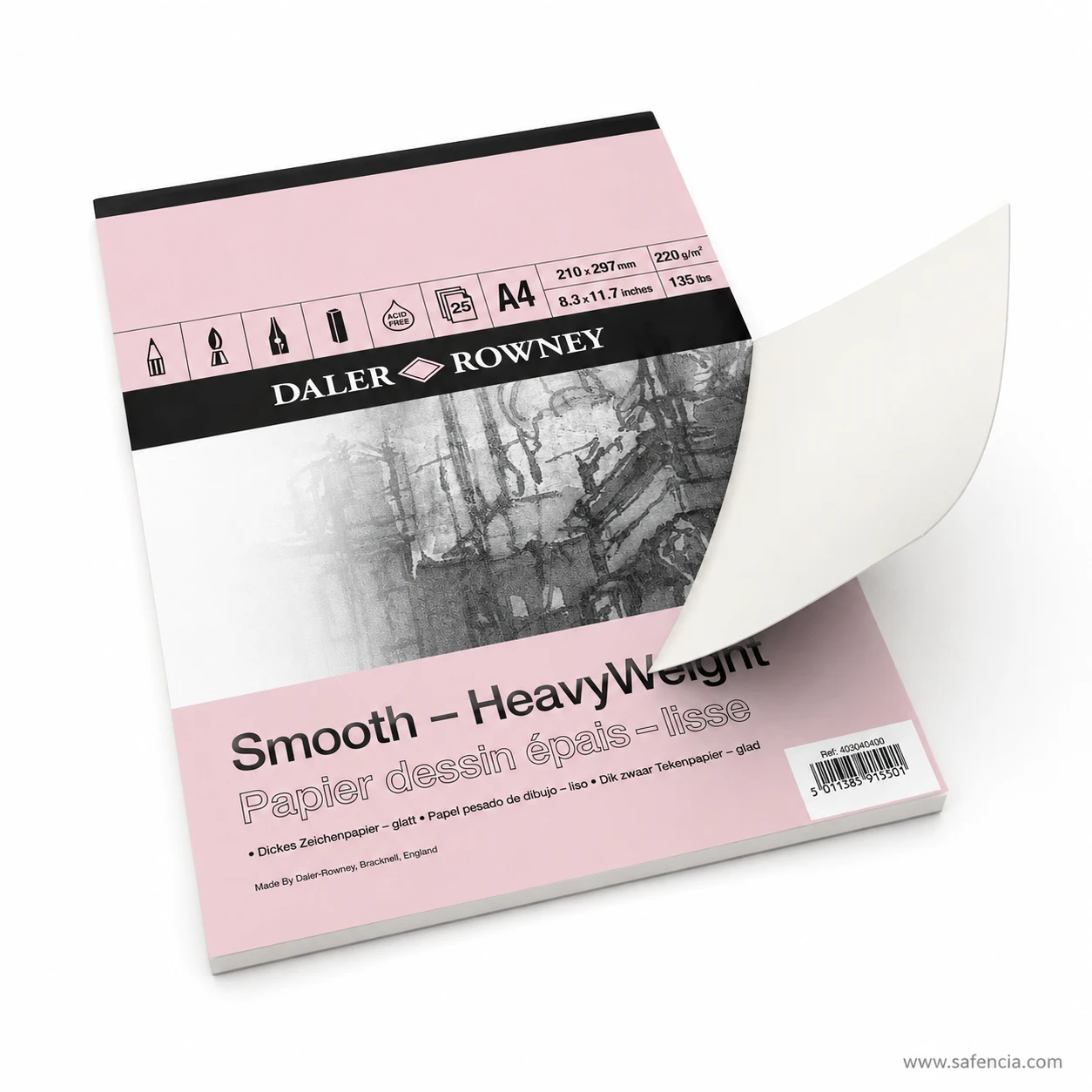 Daler Rowney smooth heavyweight drawing pad with top sheet peeling cleanly