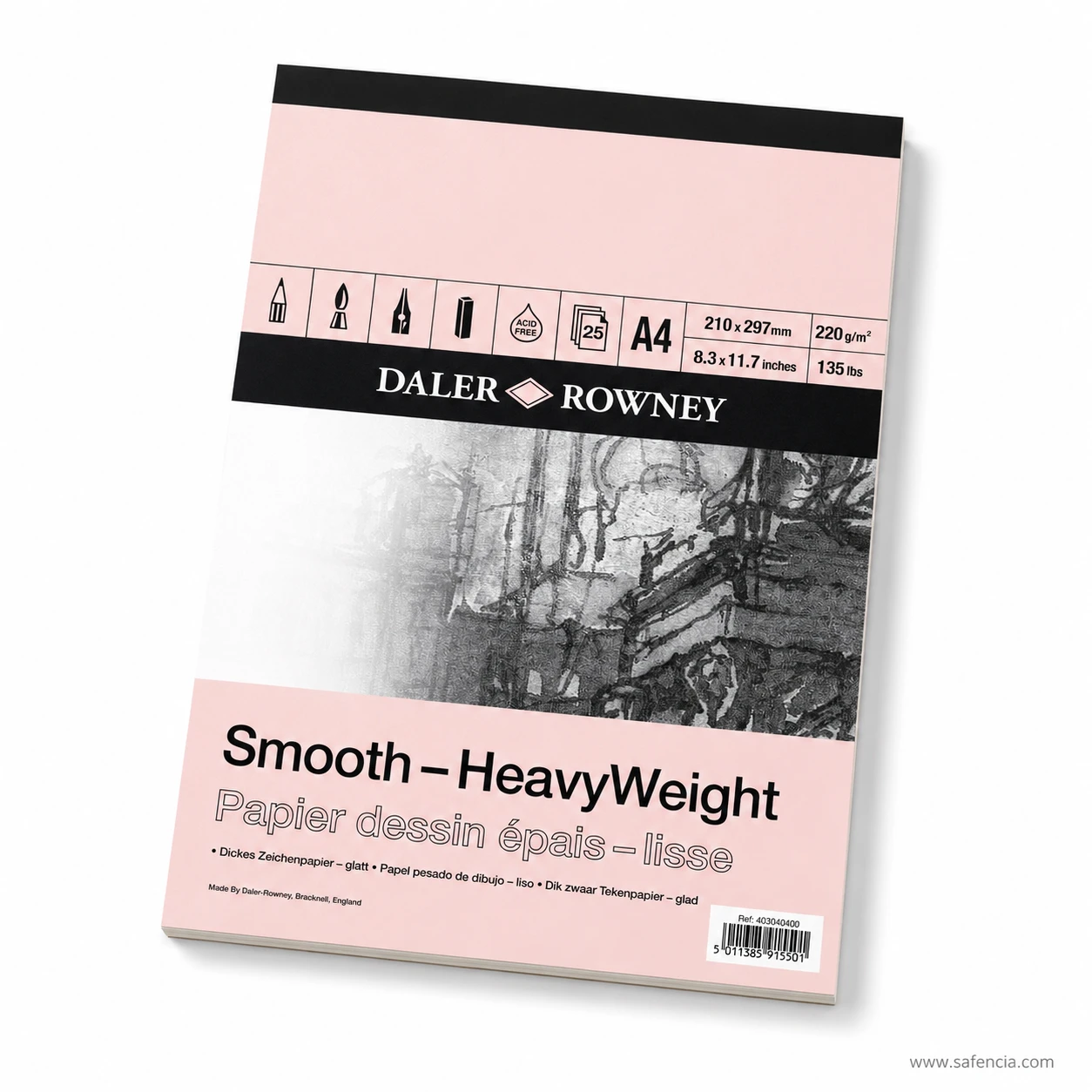 Daler Rowney smooth heavyweight drawing pad isometric tabletop display