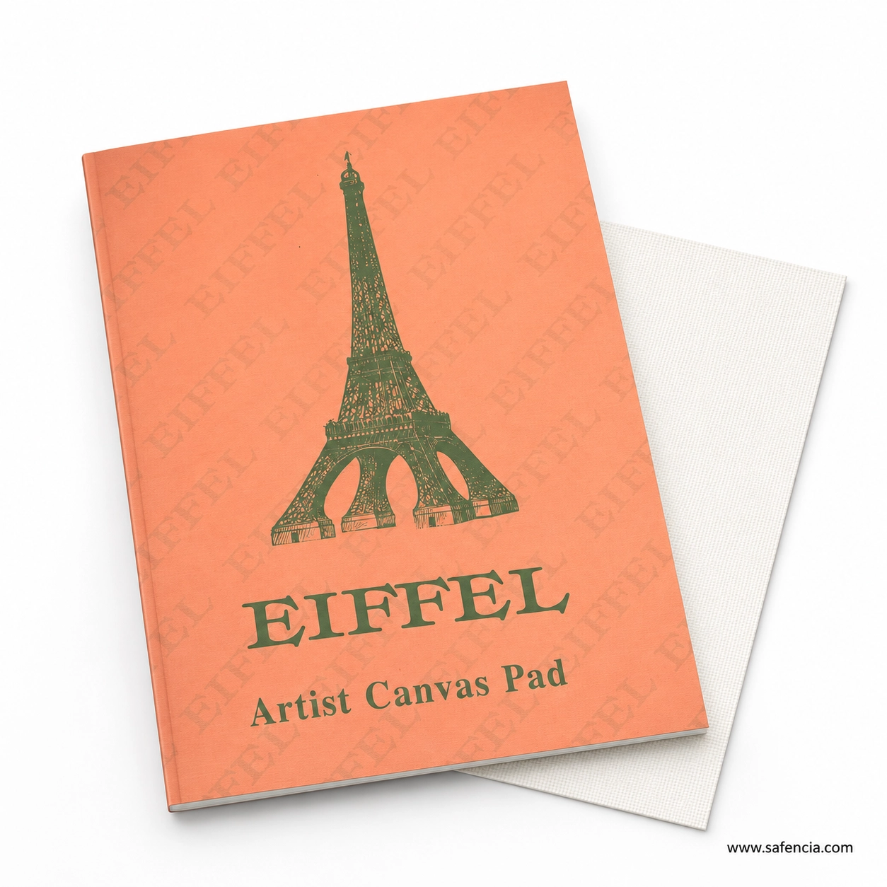 Flat display of Eiffel canvas pad with textured white primed cotton sheet
