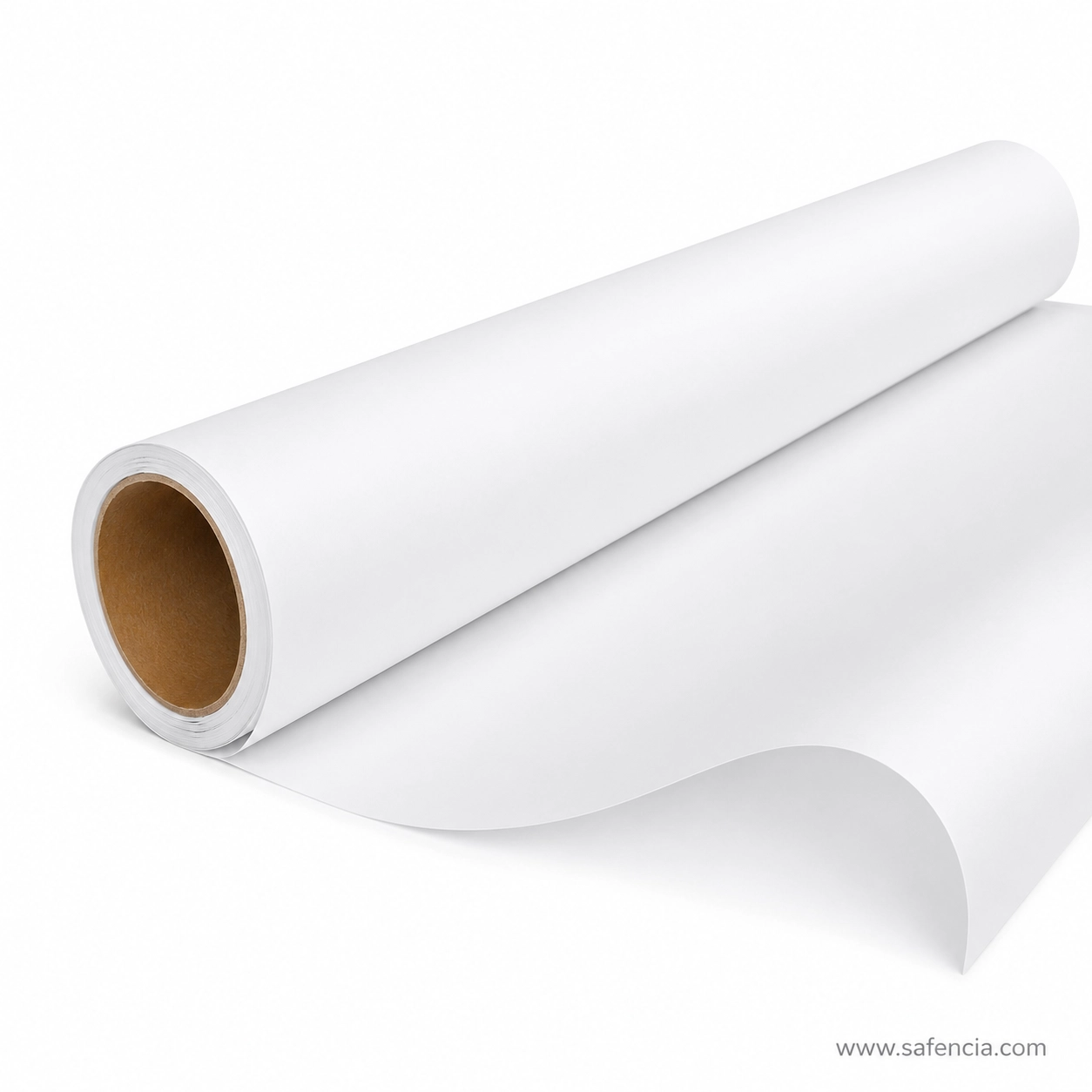 Unrolled curve of Euro translucent tracing paper roll showing optical transparency