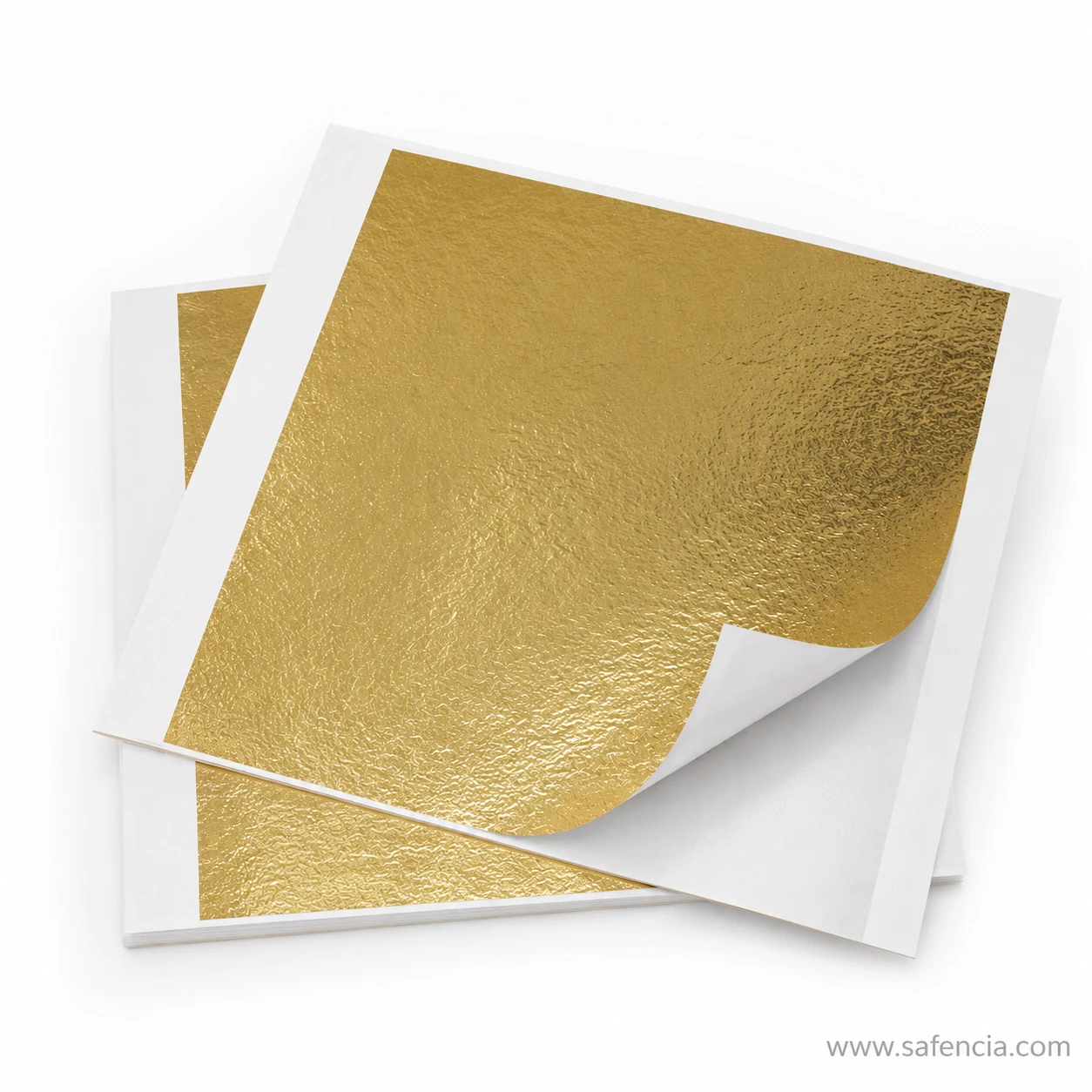 Corner curve showing sturdy card backing on metallic gold craft sheet