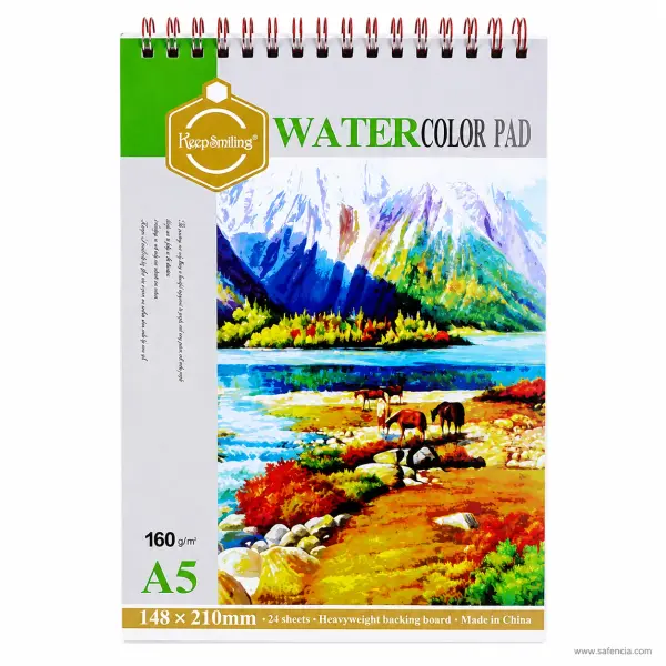Keep Smiling A5 Spiral Watercolor Sketch Pad 160gsm (24 Sheets)