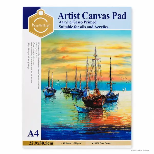Keep Smiling 100% Cotton Artist Canvas Pad 280gsm (10 Sheets)