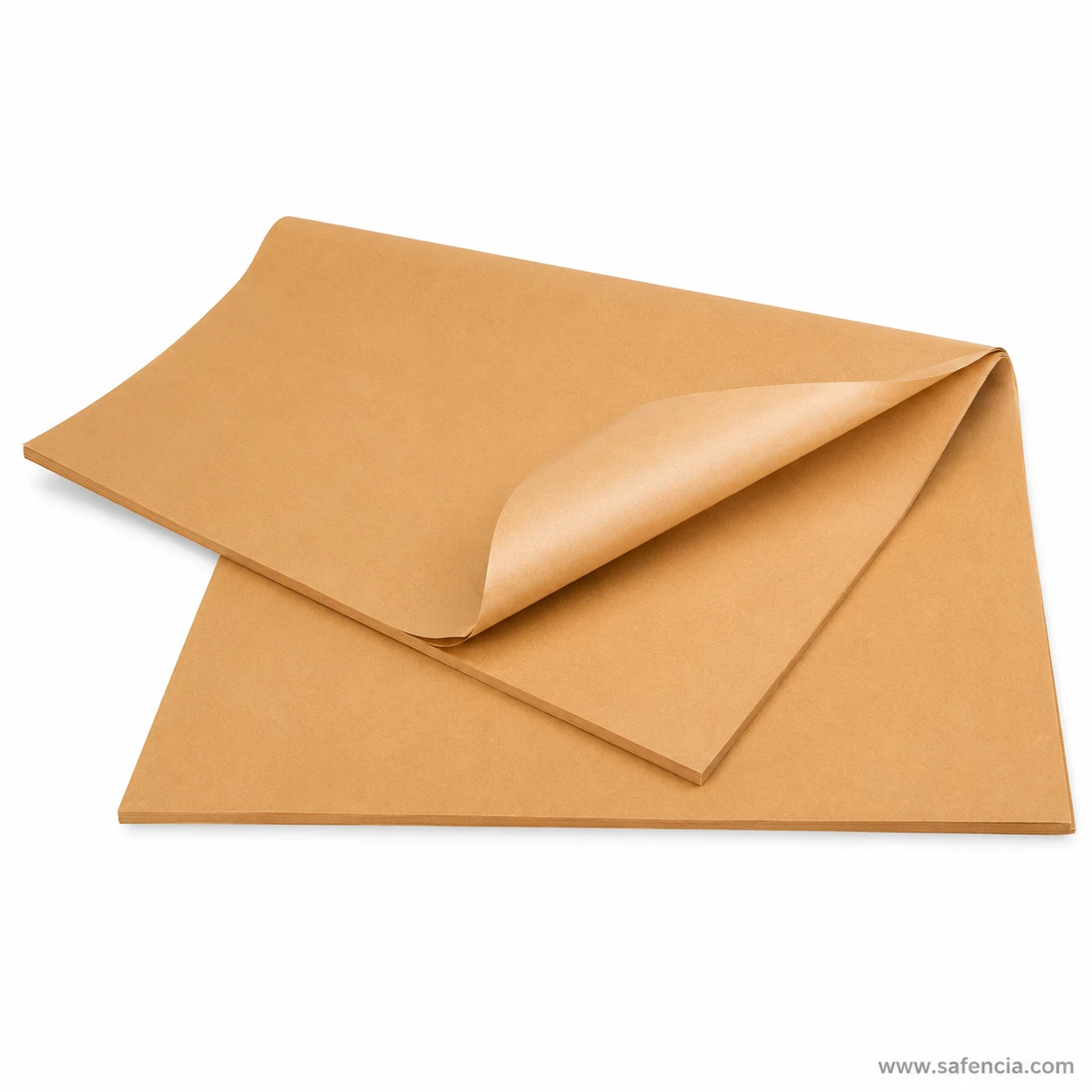 Corner fold perspective showing natural fibrous texture of brown kraft sheet