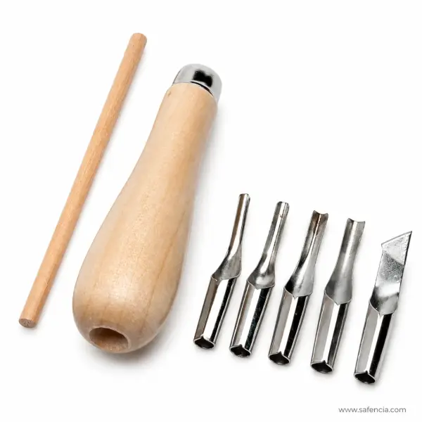 Professional Lino Cutting Tool Set #65079 (Hardwood Handle & 5 Steel Blades)