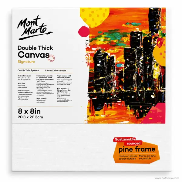 Mont Marte Double Thick Stretched Artist Canvas 340gsm (8x8 to 36x48 Inches)