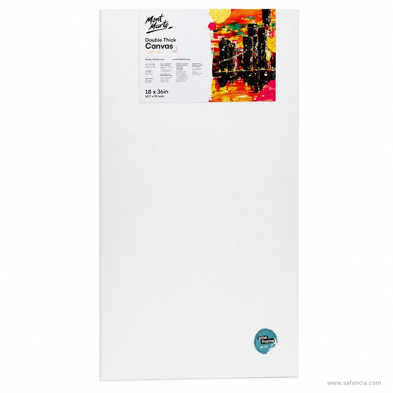 Mont Marte Double Thick Canvas pack labelled 18 x 36 in, showing the white primed face and pine frame