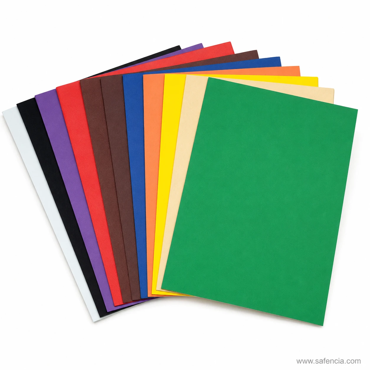 Color stack array of 10 assorted solid color EVA foam sheets