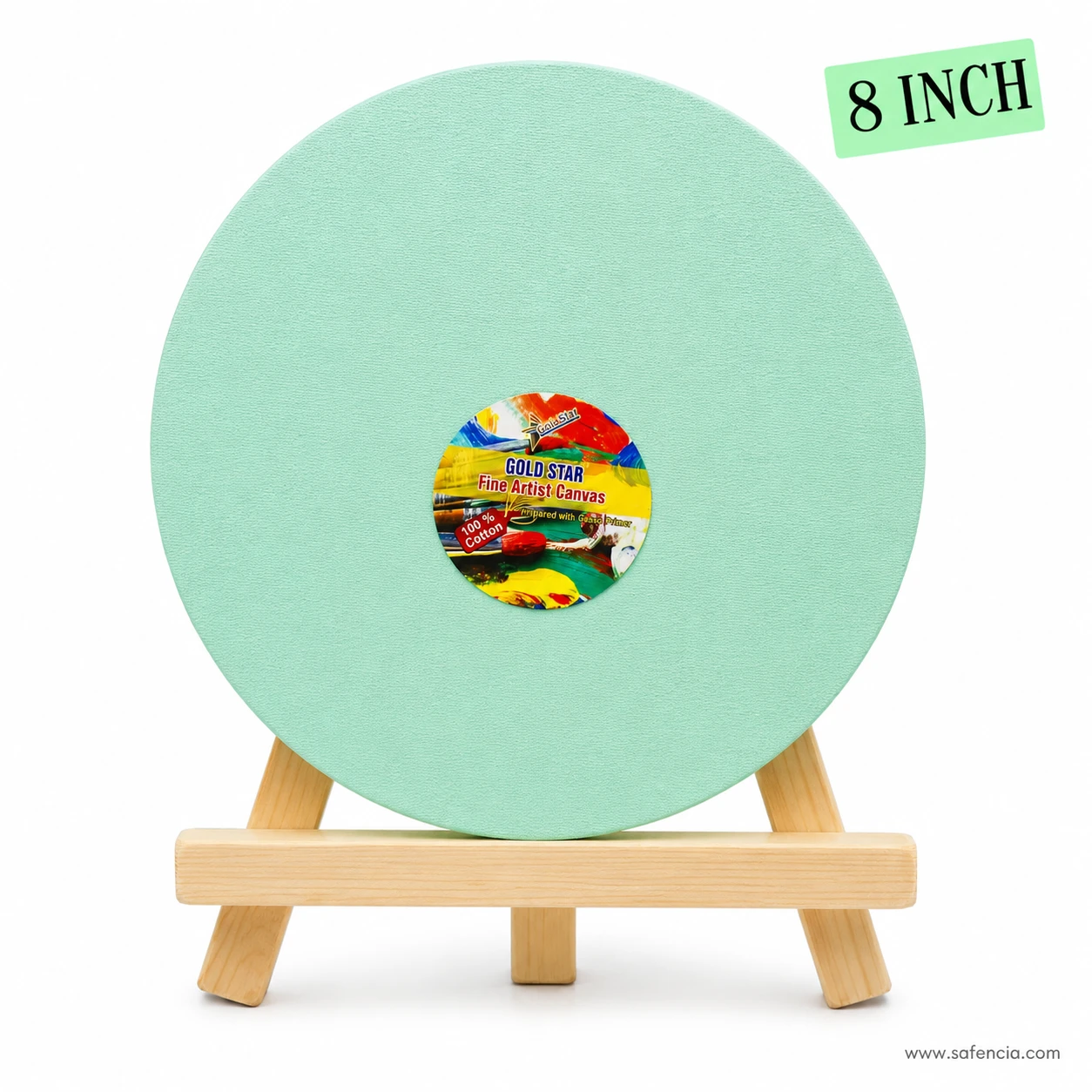 Gold Star pre primed round canvas board 8 inch mint green