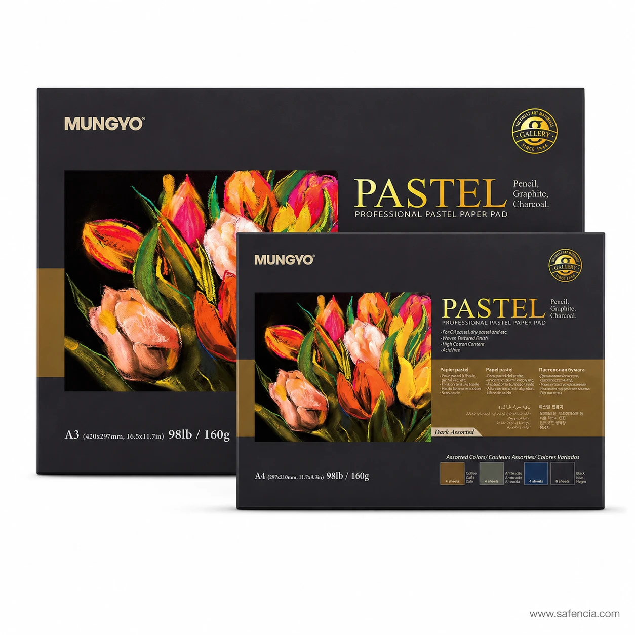 Textured woven finish of Mungyo professional dark pastel drawing paper