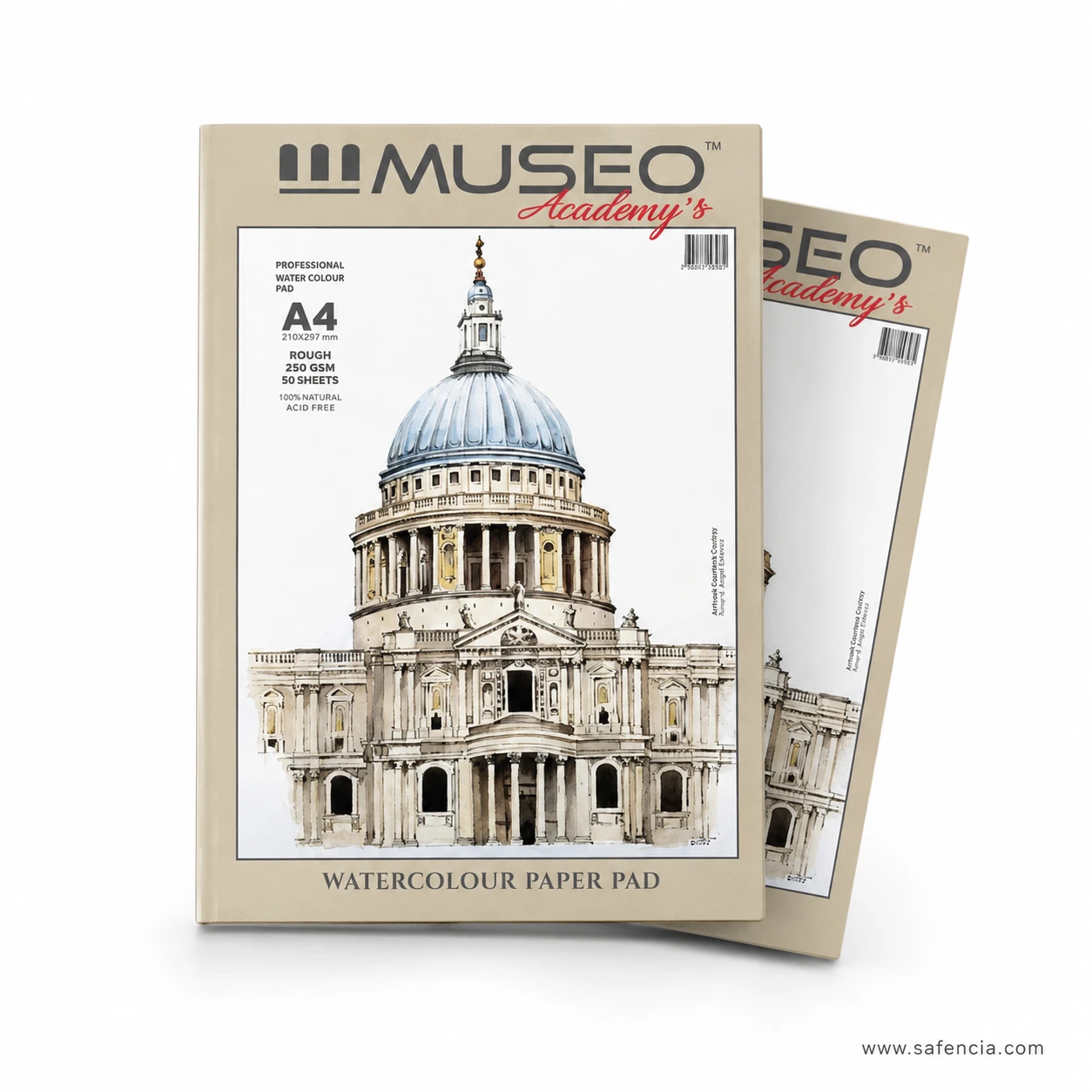 Pair display of MUSEO Academy's 250gsm rough watercolor paper pads