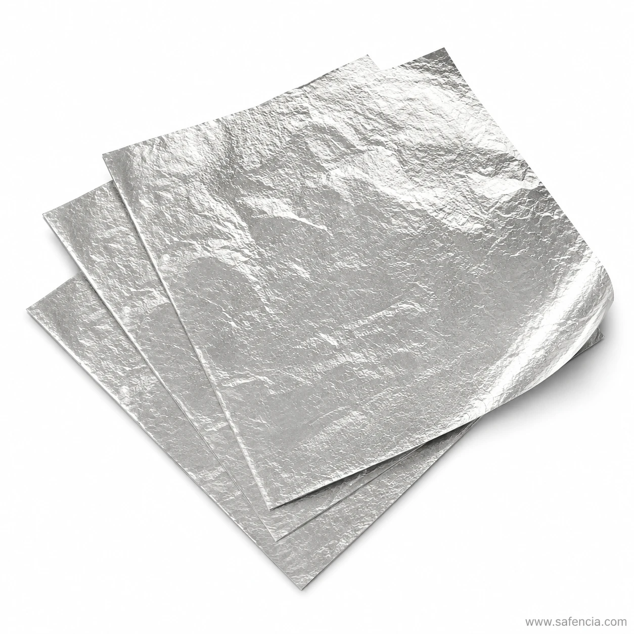 High shine mirror reflection on metallic silver foil cardstock sheet