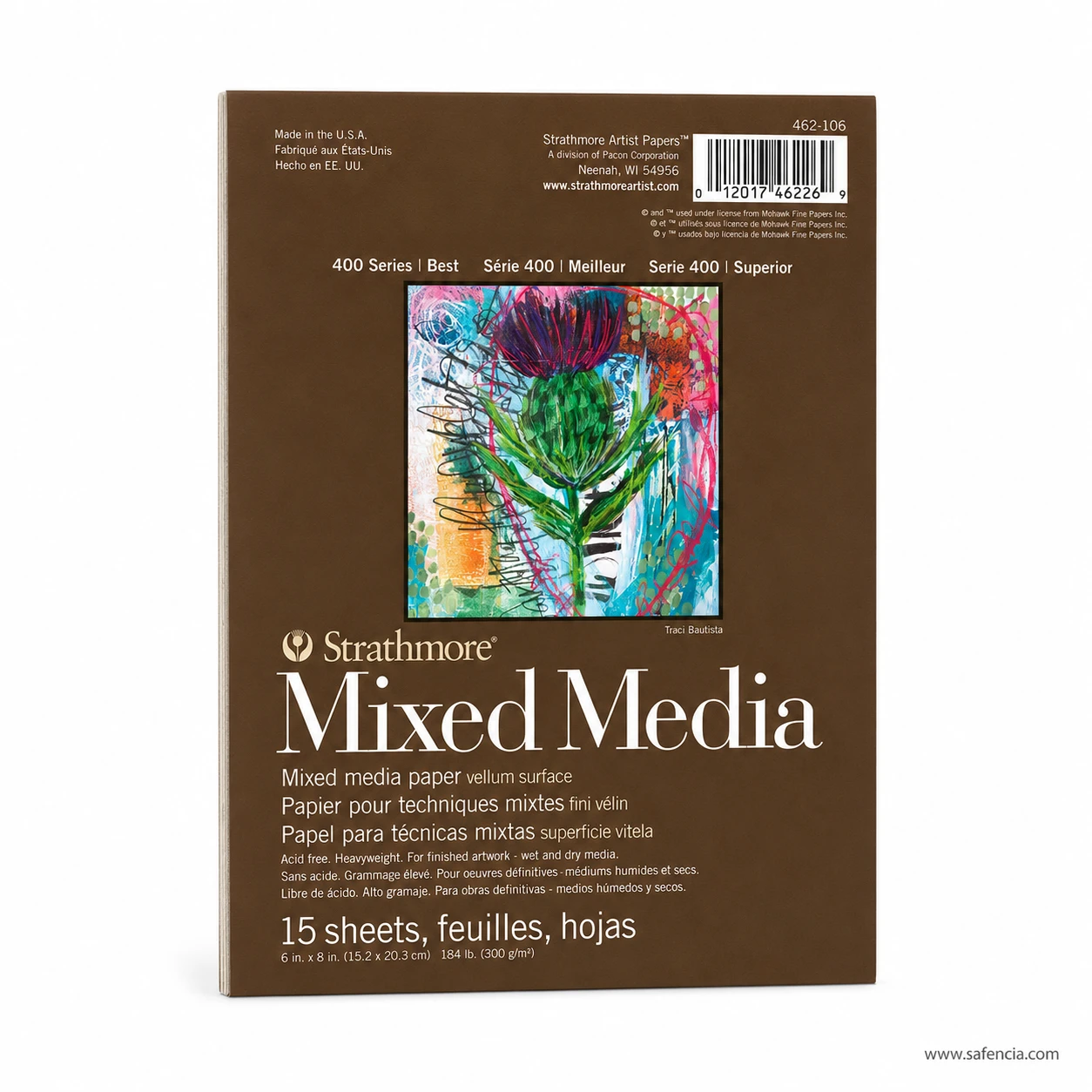 Open sheet view of Strathmore 400 series natural white mixed media pad