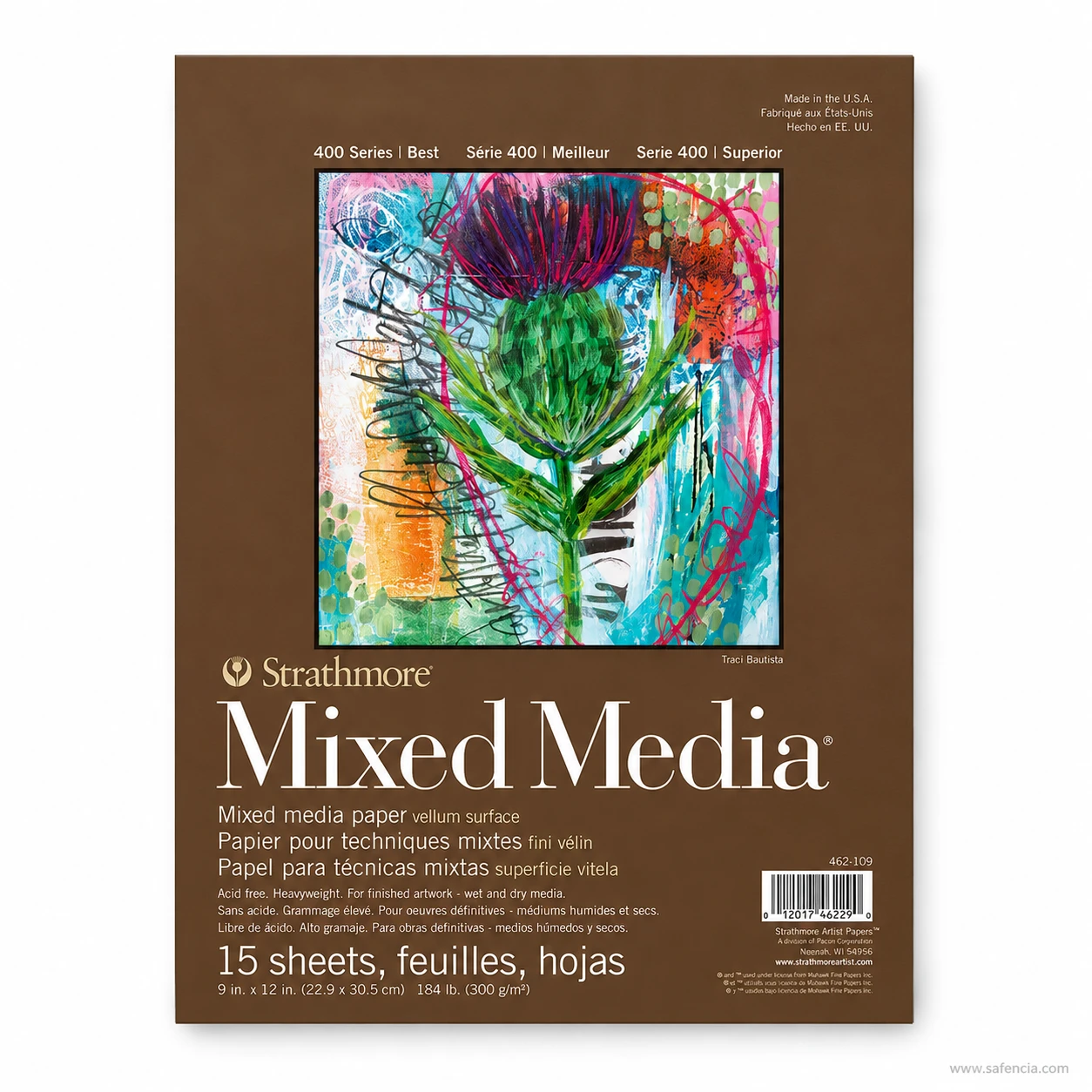 Trio sizes display of Strathmore 400 series mixed media pads 6x8 9x12 11x14