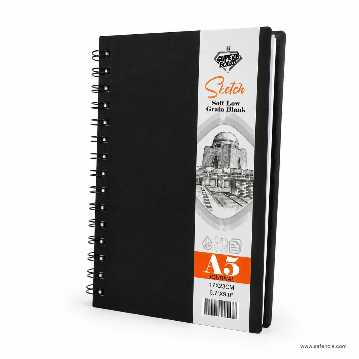 Open spread of Superb Board A5 hardcover spiral sketchbook