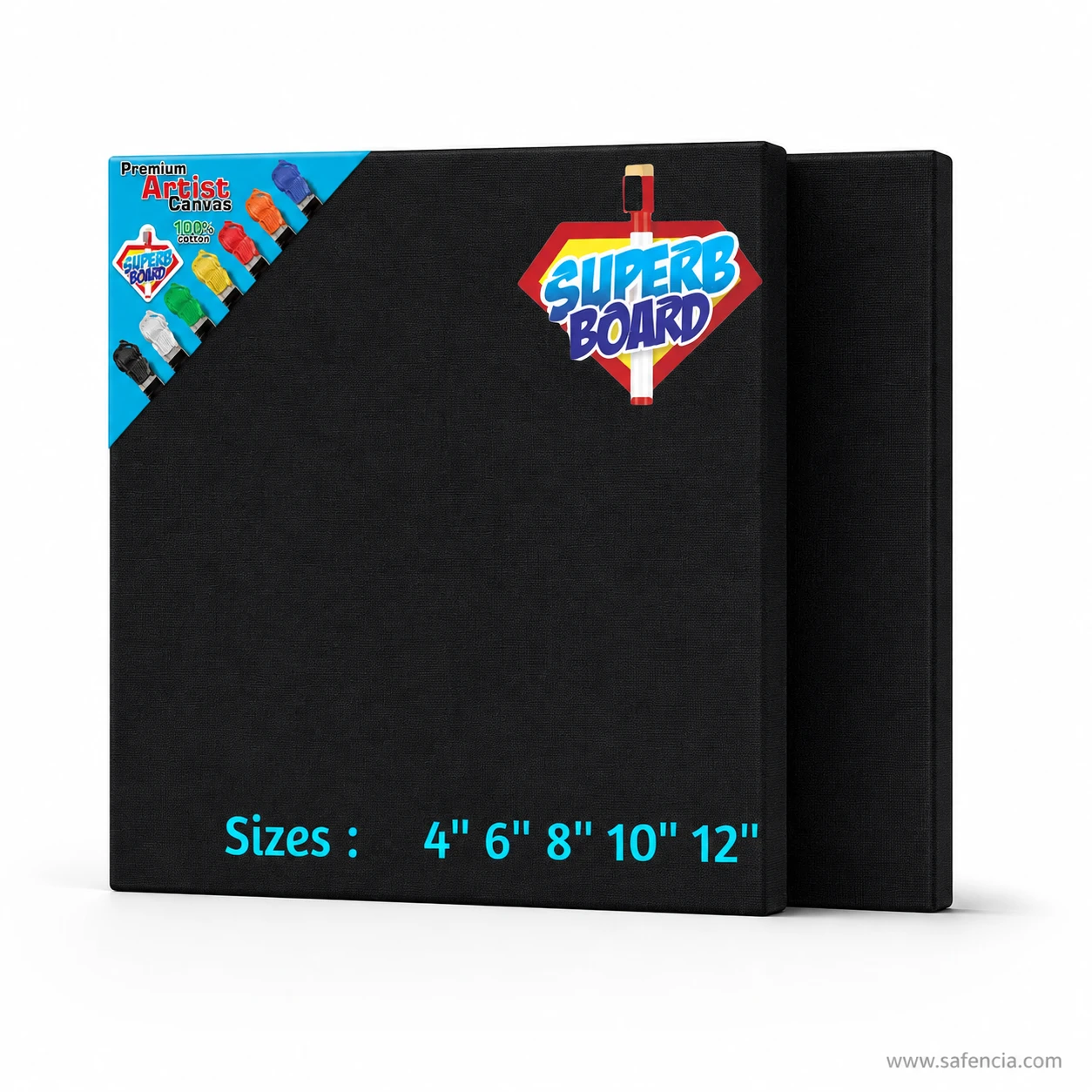 Stacked layout view of Superb Board square black canvas boards