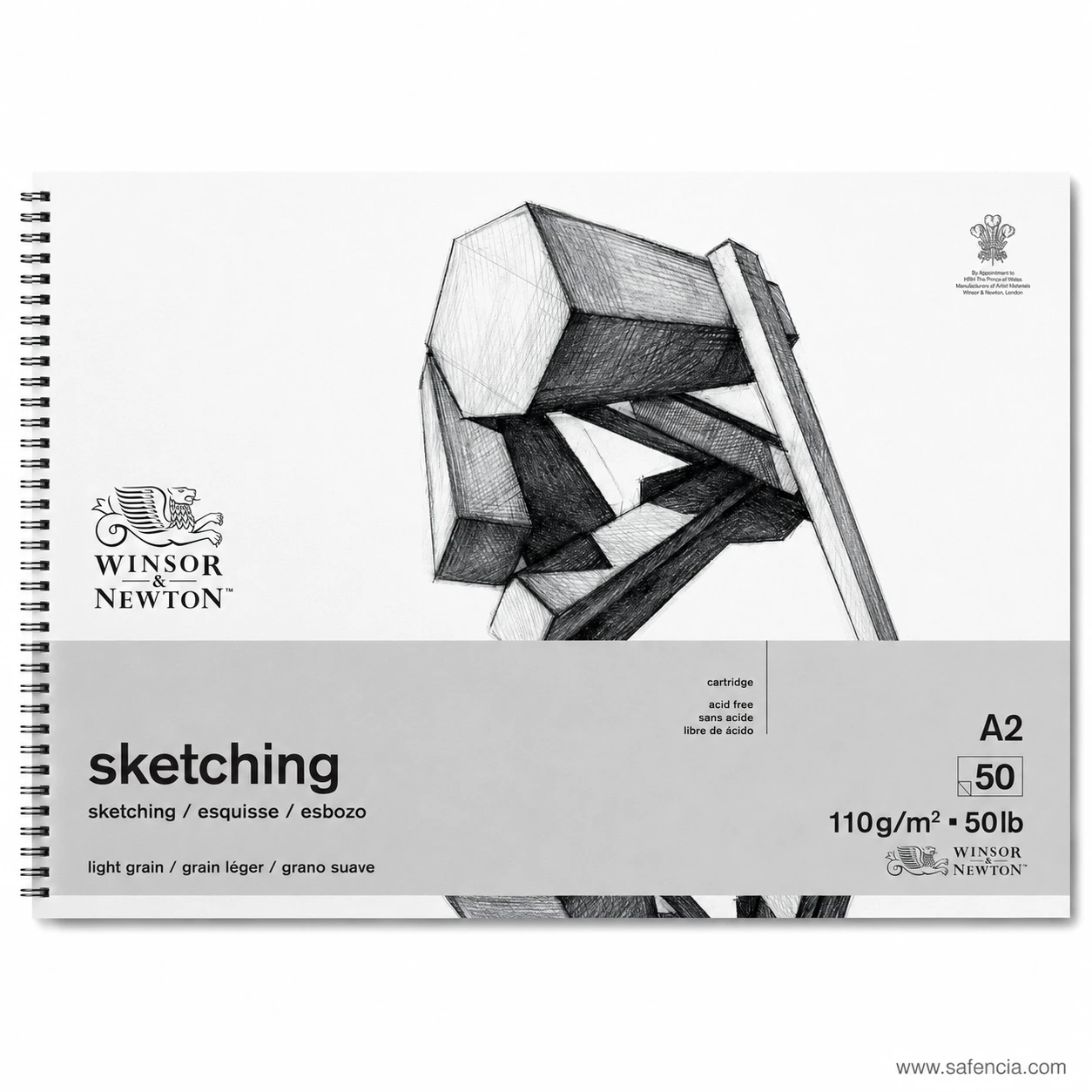 Winsor & Newton light grain sketching pad 110gsm A2 landscape view