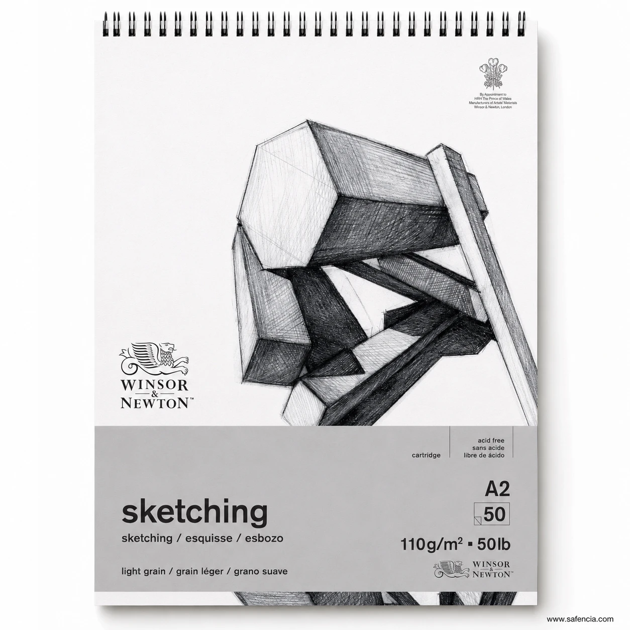 Winsor & Newton light grain sketching pad 110gsm A2 portrait view