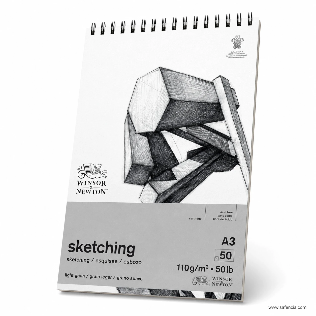 Angled studio view of Winsor & Newton A3 sketching pad