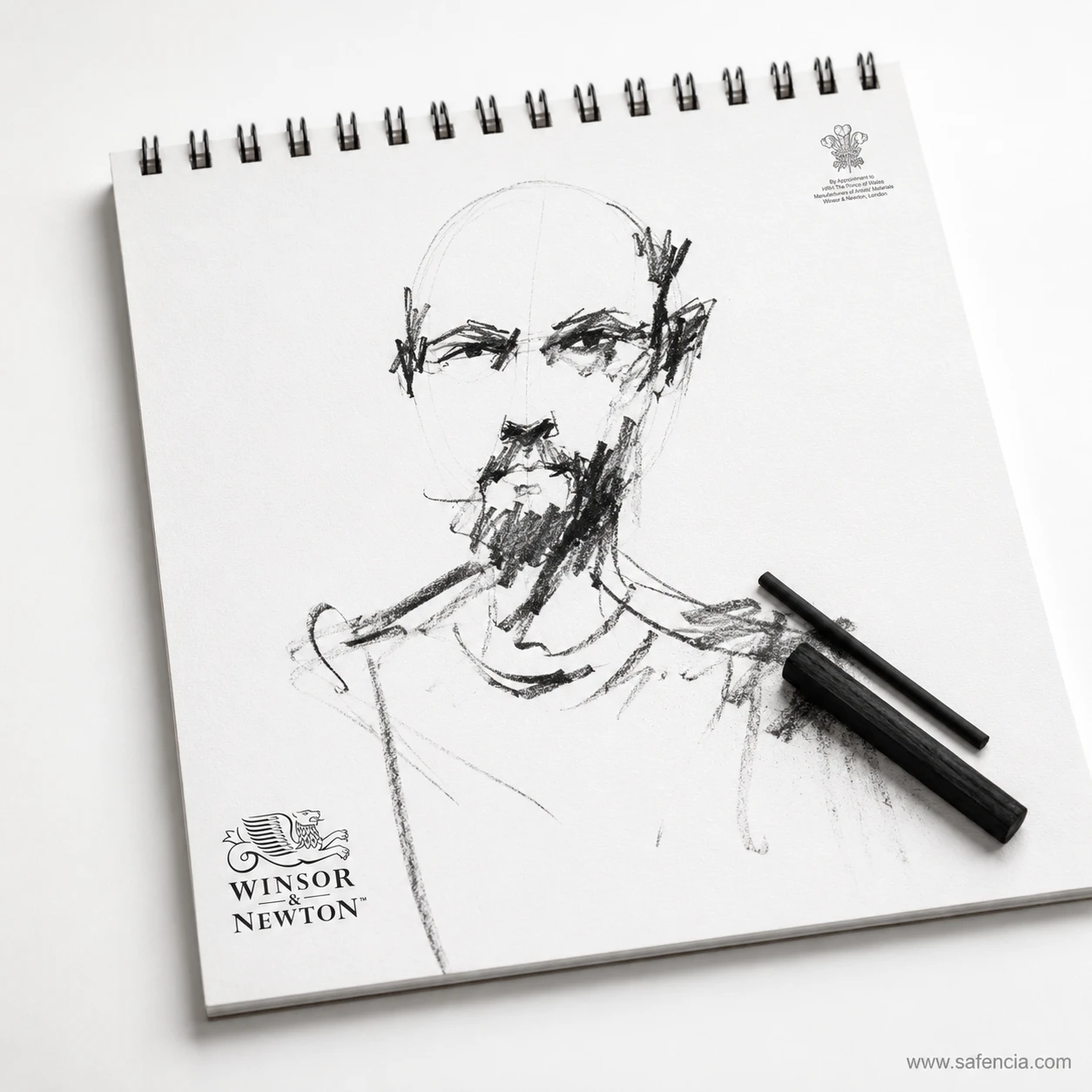 Charcoal drawing artwork demonstration on Winsor & Newton sketching paper