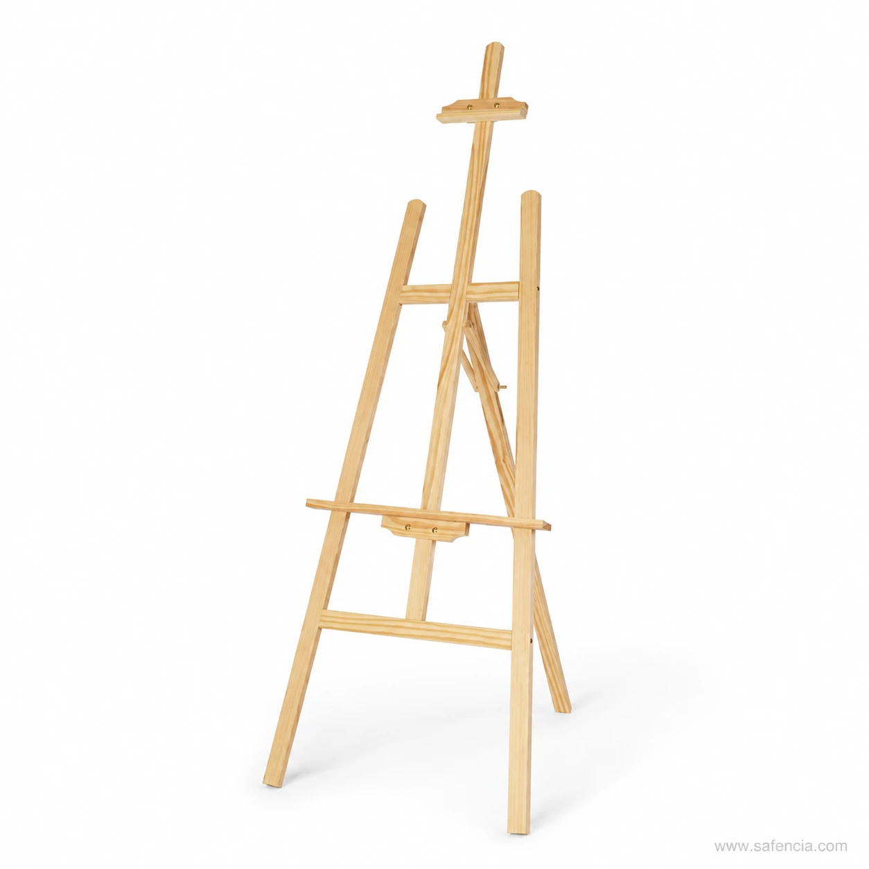 Structure and hardware detail of wooden easel stand