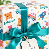 Gift-wrapped box tied with a ribbon