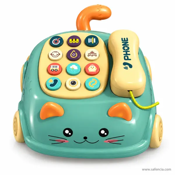 Cat Telephone Toy on Wheels with Music and Handset