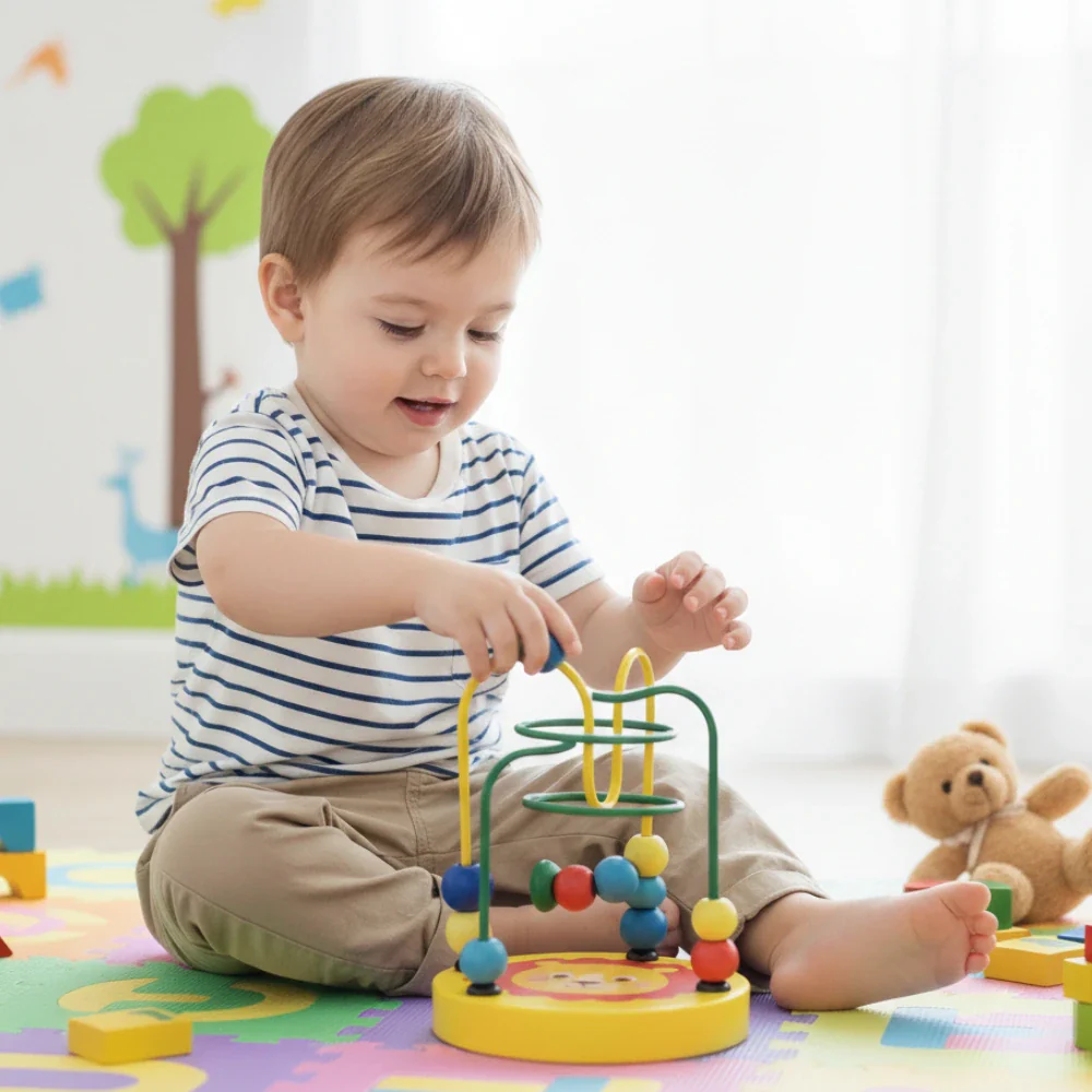 Circular Wooden Bead Wire Maze Roller Coaster