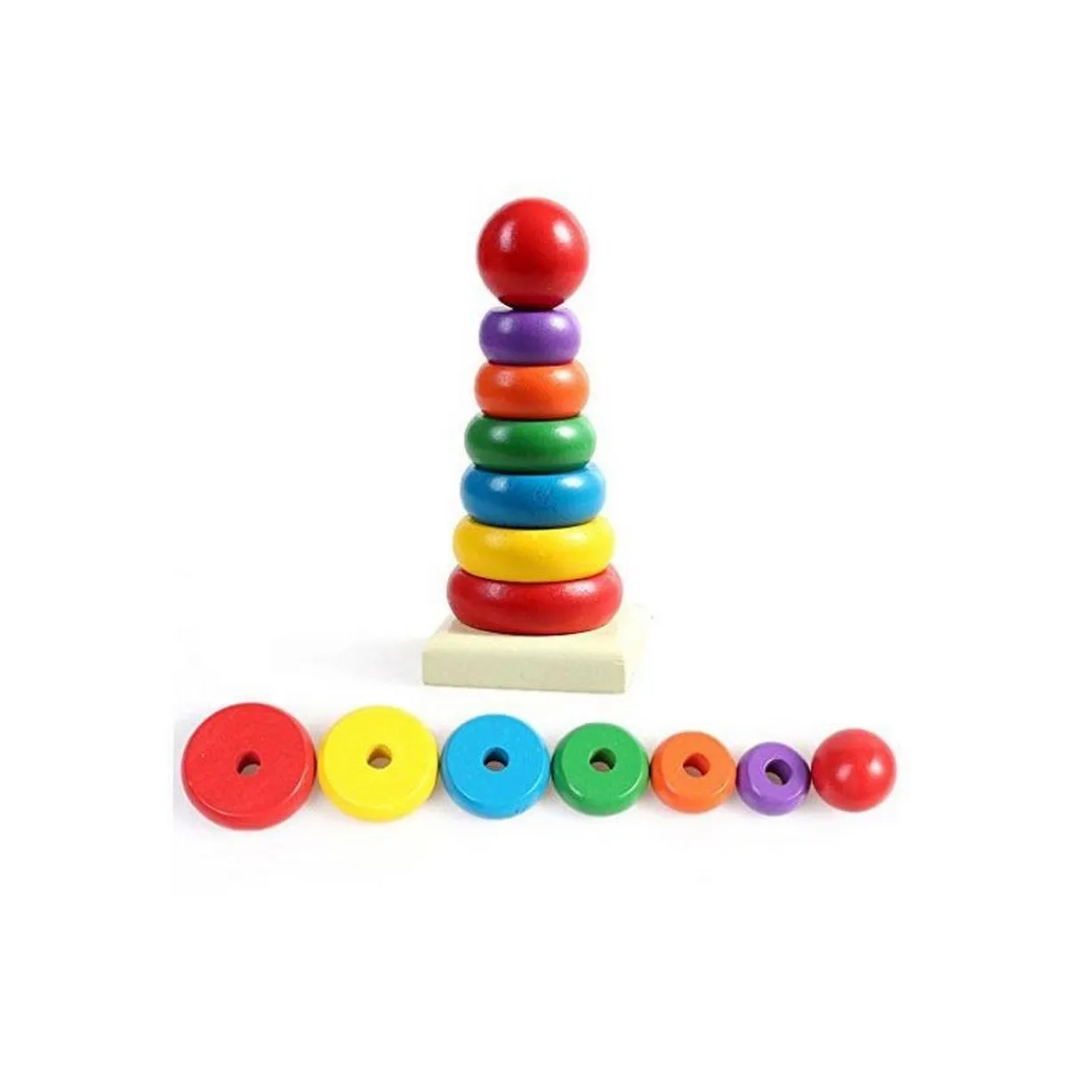 Colorful Rainbow Wooden Tower Game product image 3