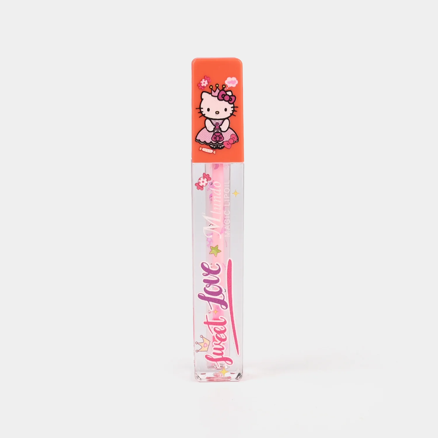 Coral Magic Lip Gloss open view - clear sparkly gloss with wand applicator