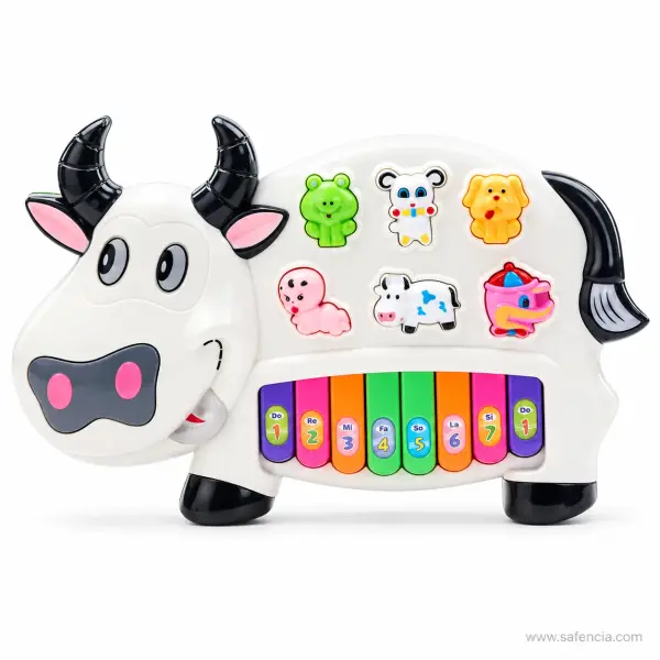 Cow Piano Musical Keyboard Toy with Animal Sounds and Lights