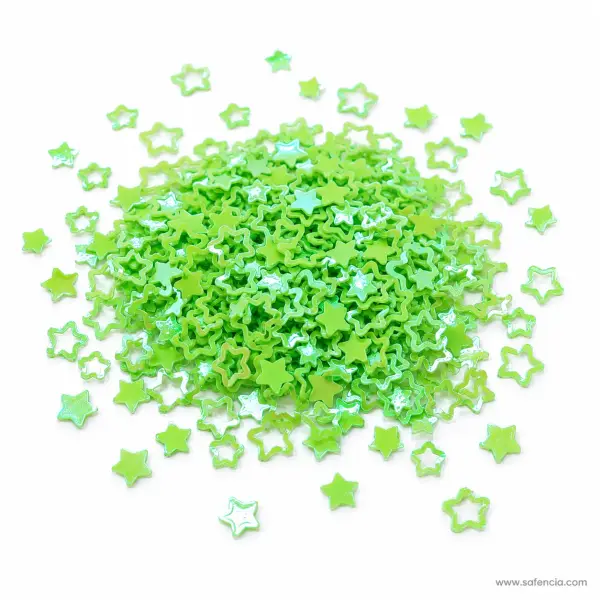Green Star Sequins Craft Pack with Solid and Open Stars