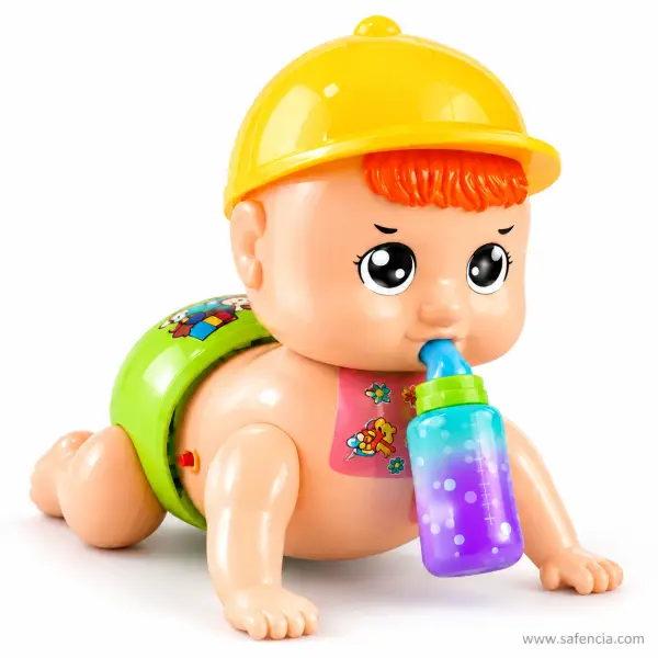 Crawling Baby Doll Toy with Milk Bottle, Music and Lights
