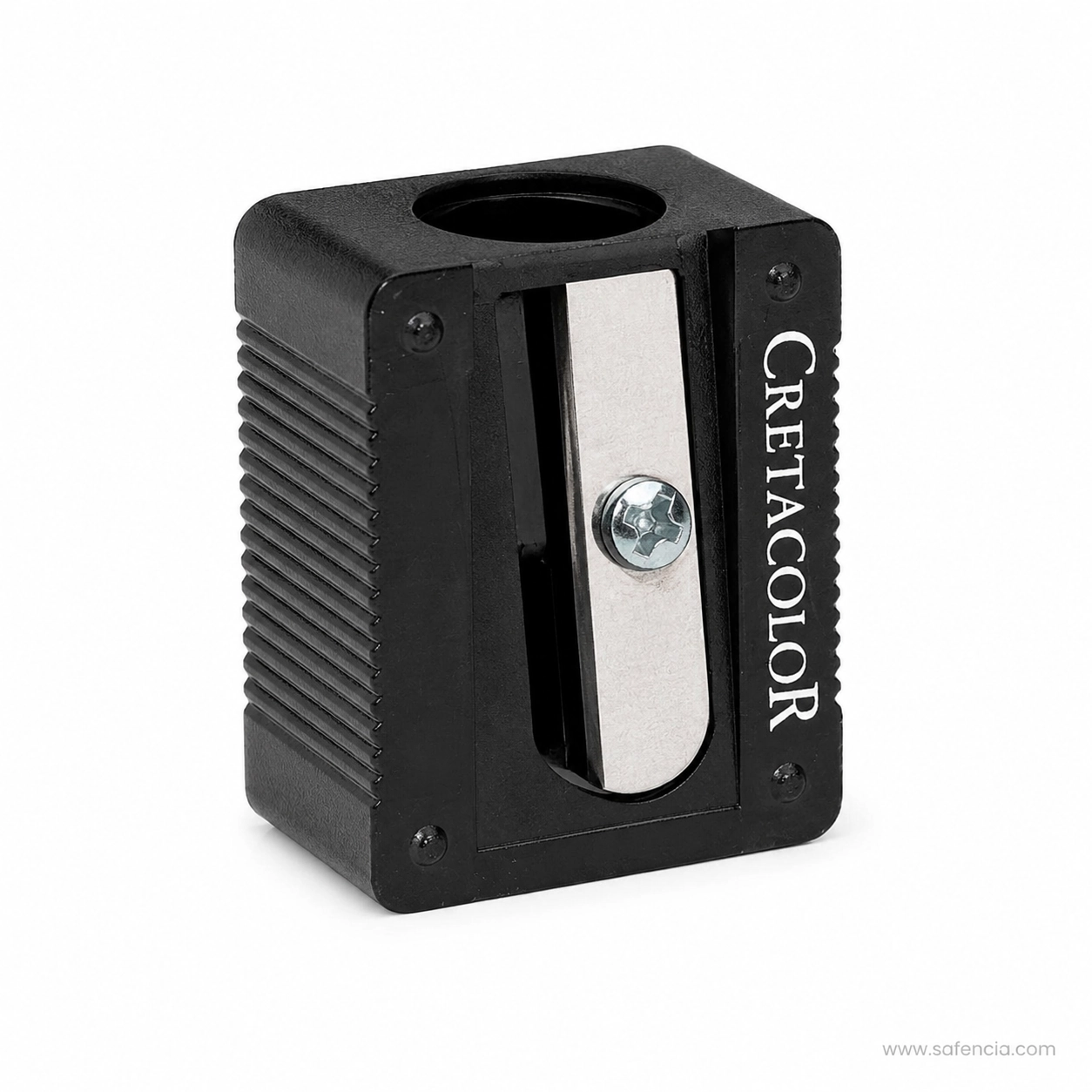 Black Cretacolor Artist Sharpener with one circular pencil hole and screw-secured metal blade
