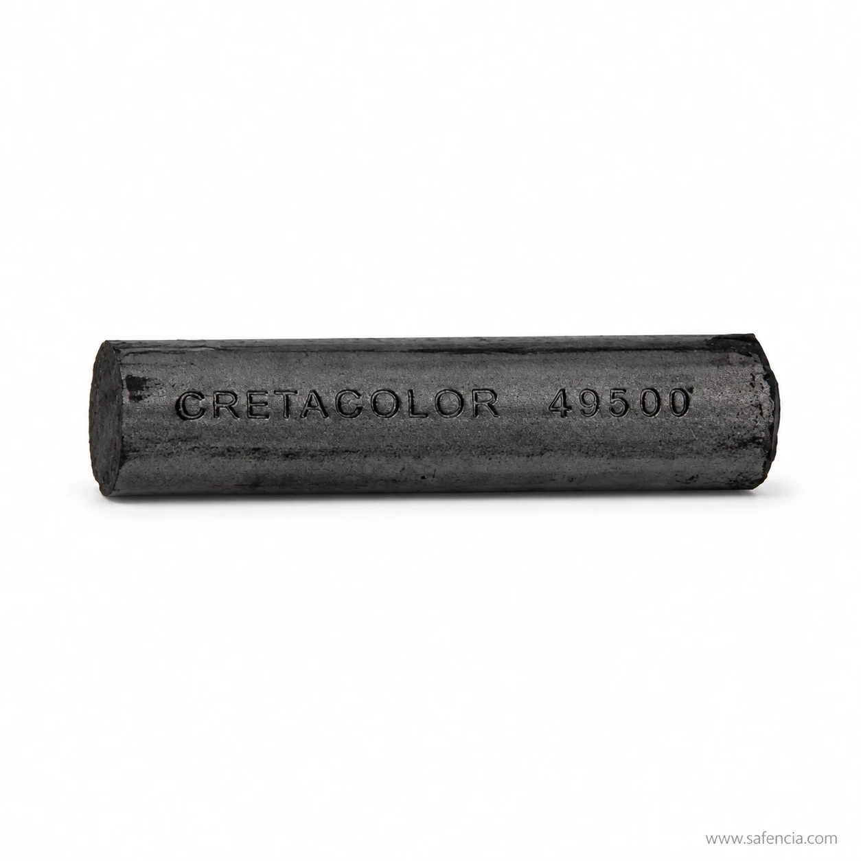 Chunky graphite stick seen flat on, showing its full length and square ends