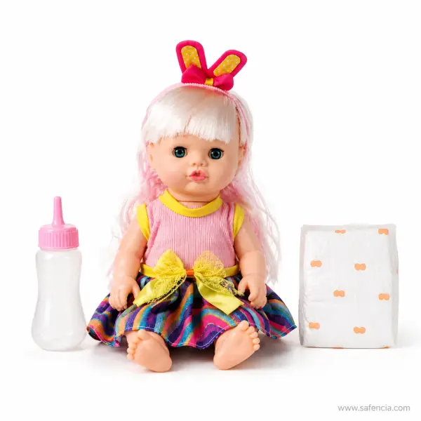 Baby Doll Care Set with Feeding Bottle and Nappy for Girls