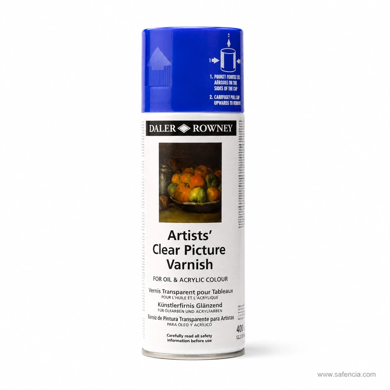 Full height view of the 400 ml clear picture varnish aerosol can