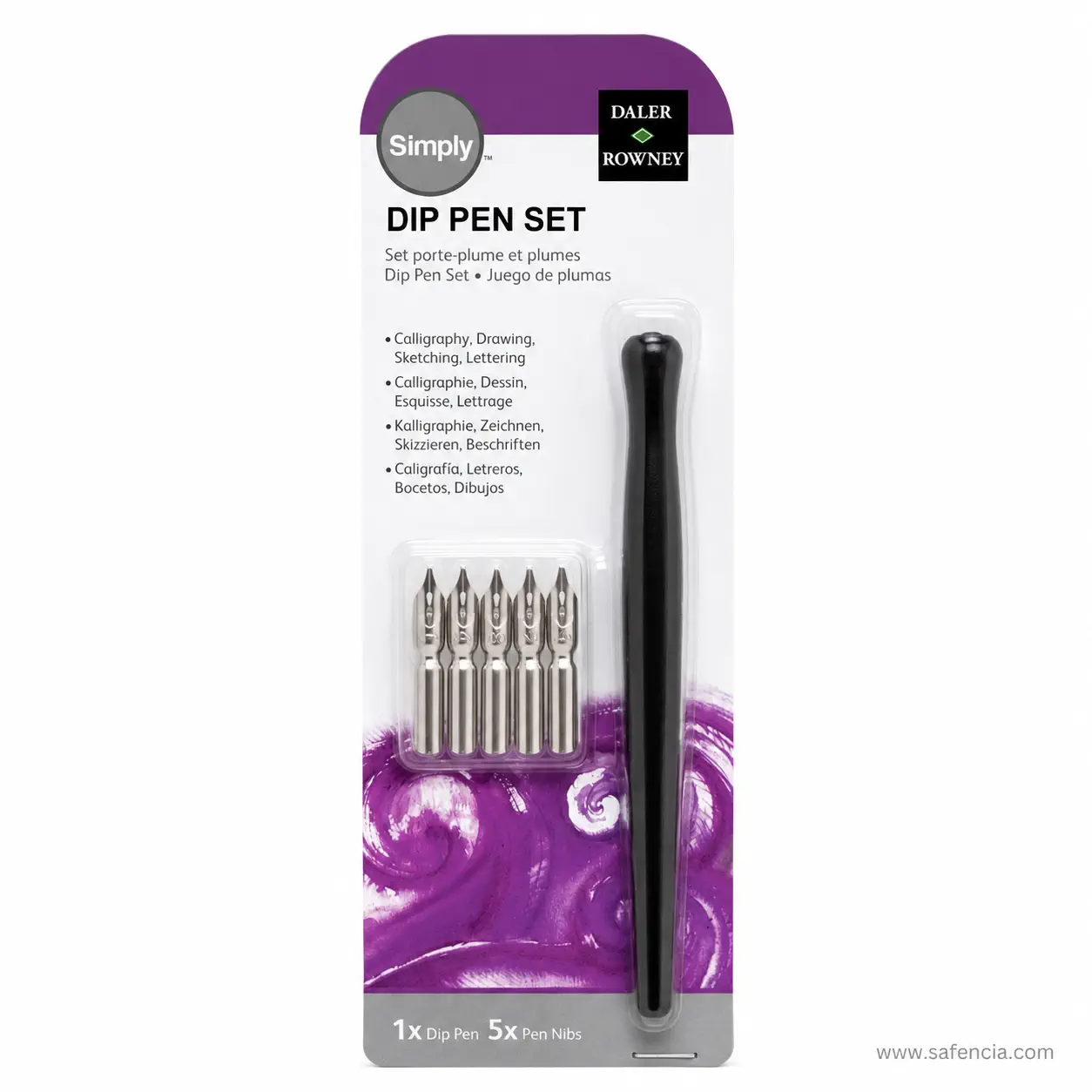 Daler-Rowney Simply calligraphy dip pen set of 5 in original retail blister packaging