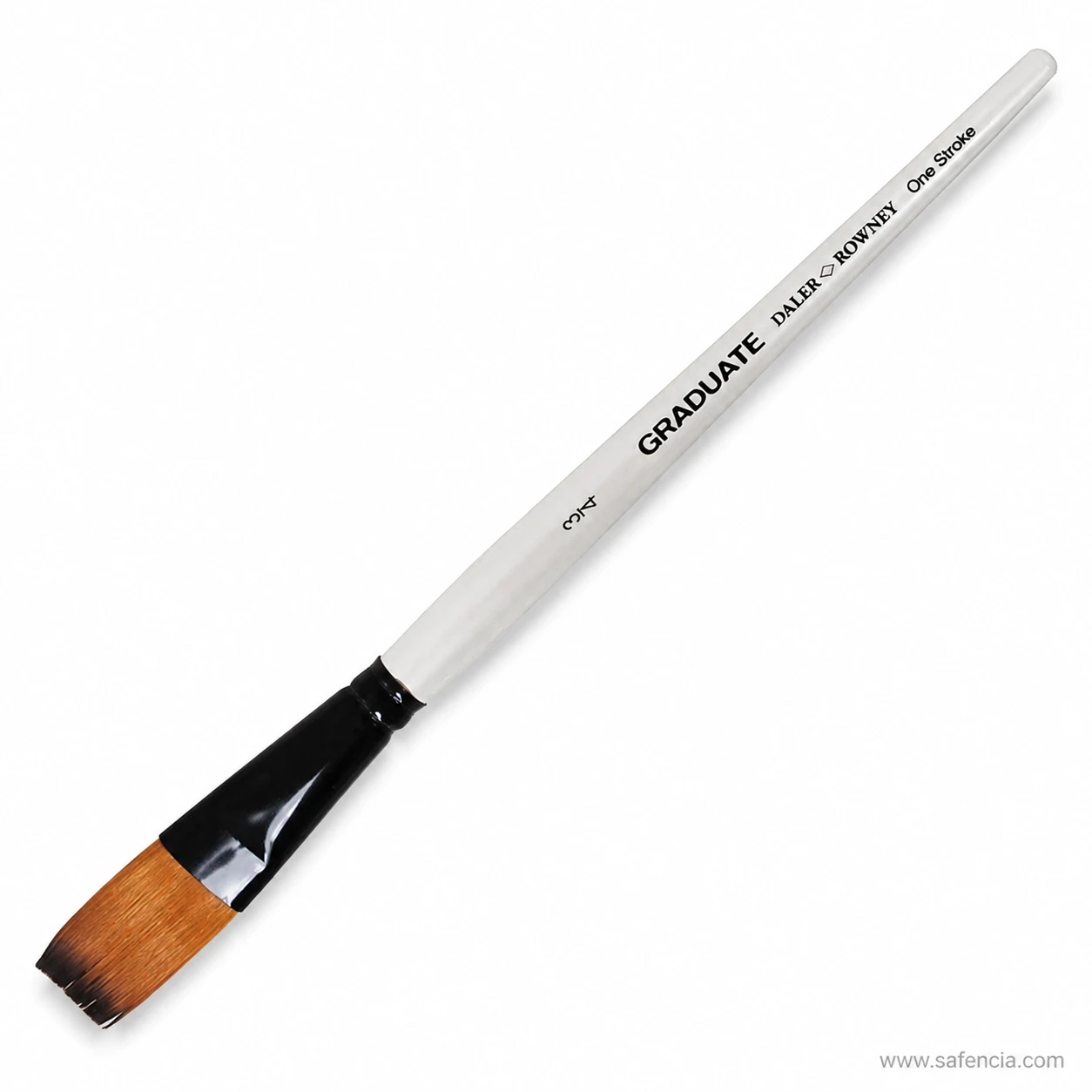 Close view of the long hair and square edge on the one stroke brush