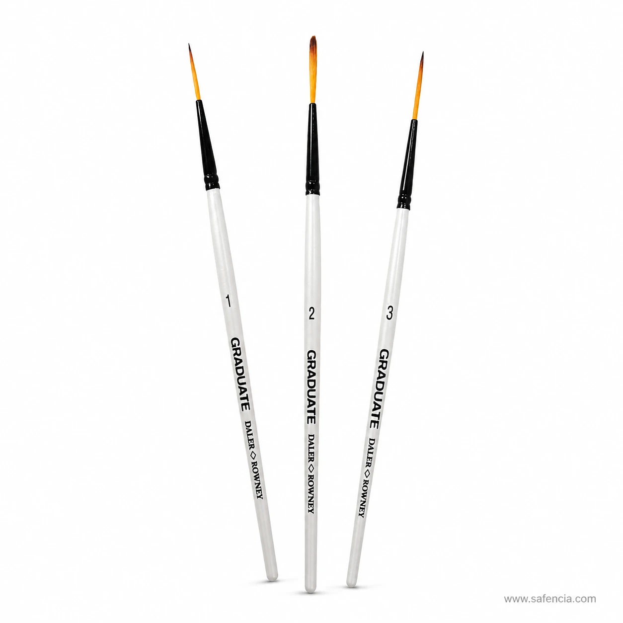 Close view of the long hair and fine points on Daler-Rowney rigger brushes