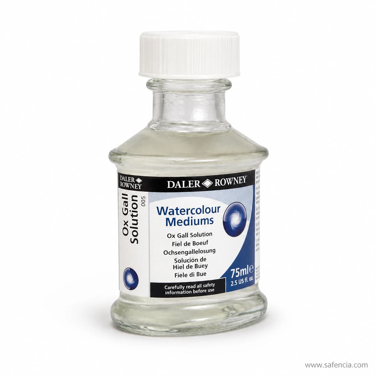 Ox gall solution bottle showing the faintly cloudy pale liquid inside
