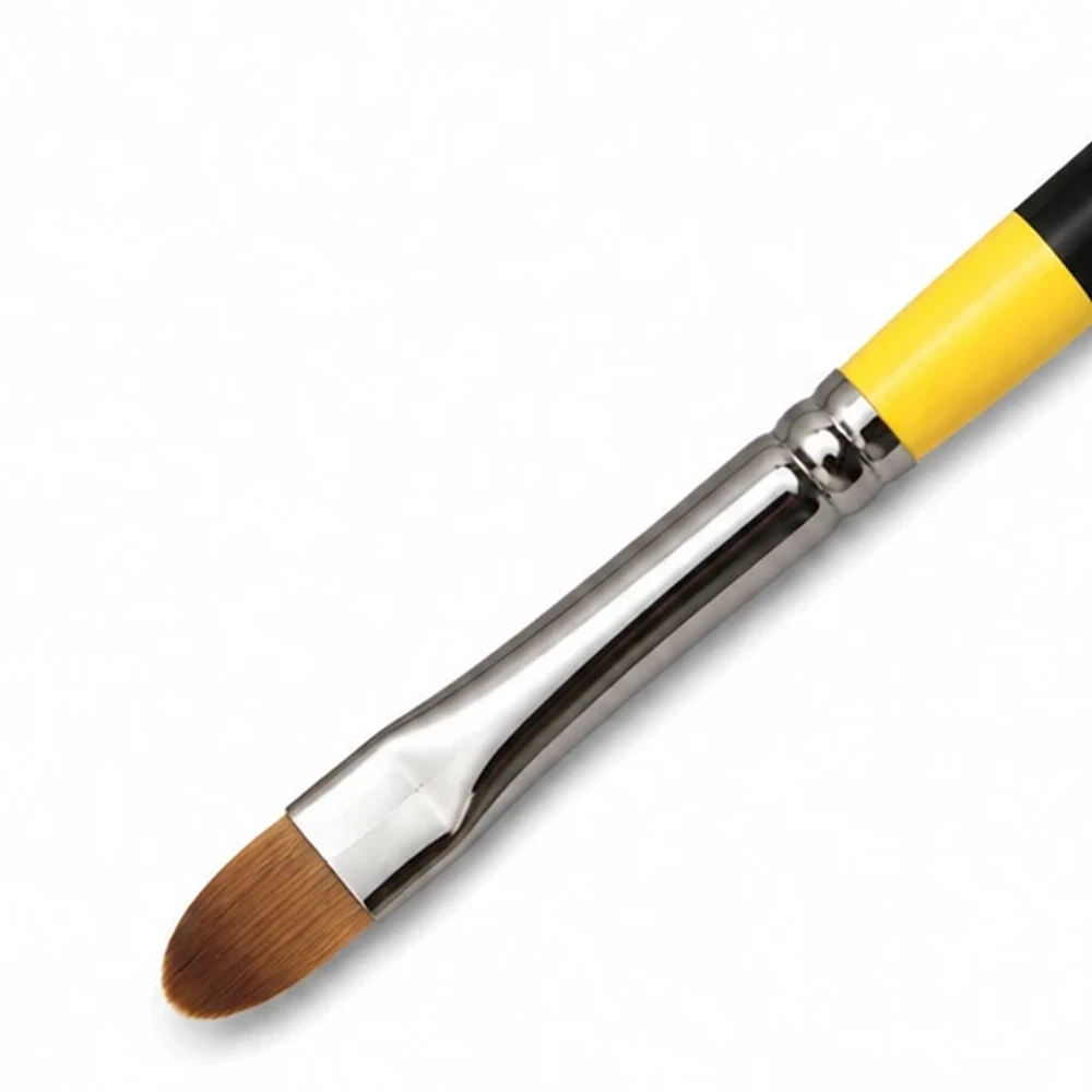 Close view of the domed head and flattened ferrule on the System 3 filbert brush
