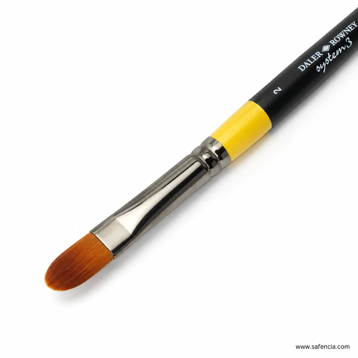 Daler-Rowney System 3 filbert brush size 2 with the handle printing visible