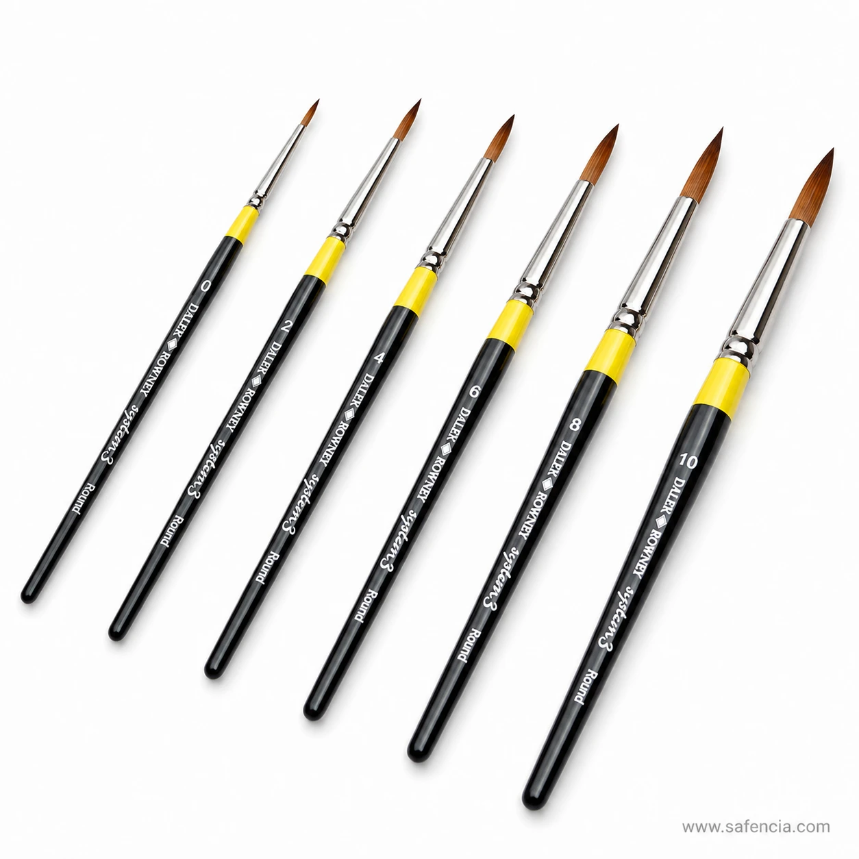 System 3 round brushes in a diagonal arrangement showing ferrules