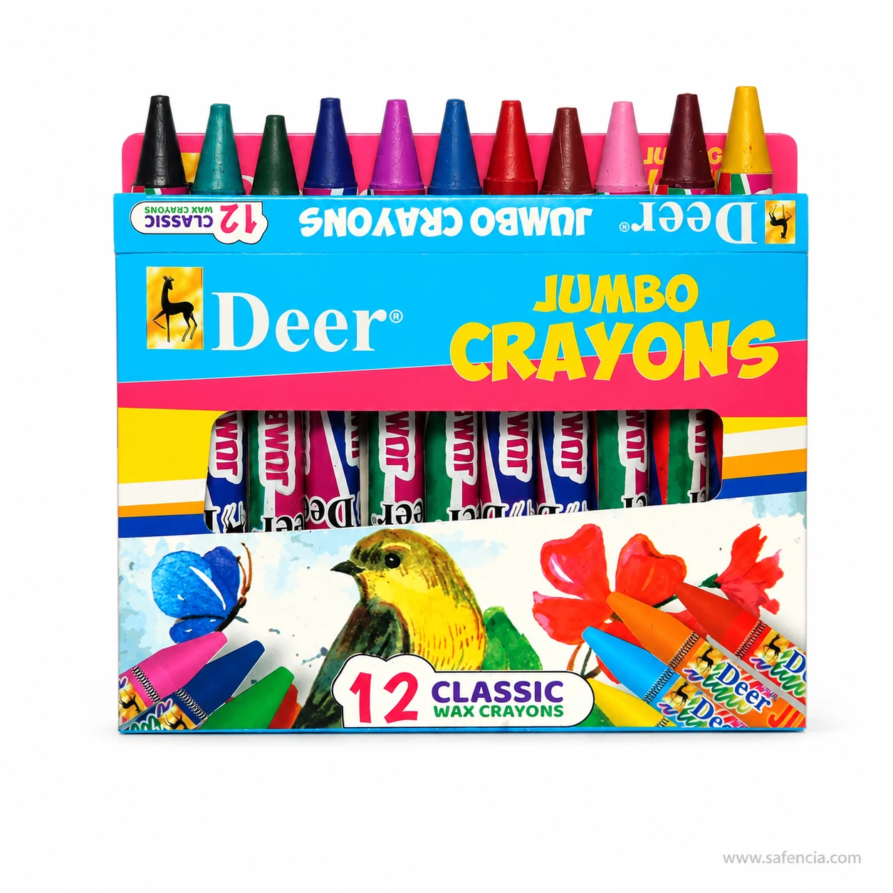 Close view of the tapered cone tips on the Deer jumbo wax crayons