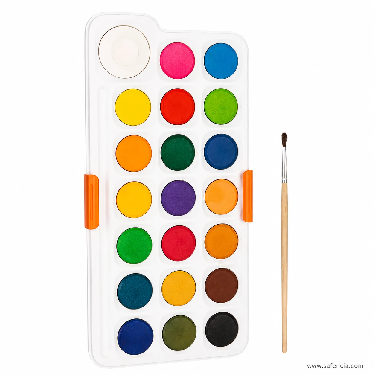 Open Deli EC10-21 watercolour palette with 21 colour pans and a wooden brush