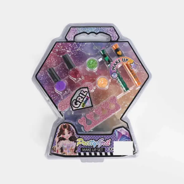 DIY Nail Art & Makeup Set – Pink Glitter for Girls